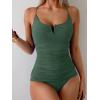 imageB2prity Tankini Swimsuits for Women Tummy Control Ruched Two Piece Bathing Suit V Wire Neck Swim Suit Tie Back SwimwearGrey Blue