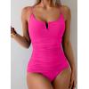 imageB2prity Tankini Swimsuits for Women Tummy Control Ruched Two Piece Bathing Suit V Wire Neck Swim Suit Tie Back SwimwearHot Pink