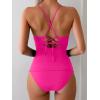 imageB2prity Tankini Swimsuits for Women Tummy Control Ruched Two Piece Bathing Suit V Wire Neck Swim Suit Tie Back SwimwearHot Pink