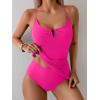 imageB2prity Tankini Swimsuits for Women Tummy Control Ruched Two Piece Bathing Suit V Wire Neck Swim Suit Tie Back SwimwearHot Pink