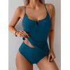 imageB2prity Tankini Swimsuits for Women Tummy Control Ruched Two Piece Bathing Suit V Wire Neck Swim Suit Tie Back SwimwearPeacock Blue