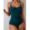 imageB2prity Tankini Swimsuits for Women Tummy Control Ruched Two Piece Bathing Suit V Wire Neck Swim Suit Tie Back SwimwearPeacock Green