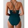 imageB2prity Tankini Swimsuits for Women Tummy Control Ruched Two Piece Bathing Suit V Wire Neck Swim Suit Tie Back SwimwearPeacock Green