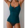 imageB2prity Tankini Swimsuits for Women Tummy Control Ruched Two Piece Bathing Suit V Wire Neck Swim Suit Tie Back SwimwearPeacock Green black