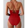 imageB2prity Tankini Swimsuits for Women Tummy Control Ruched Two Piece Bathing Suit V Wire Neck Swim Suit Tie Back SwimwearRed