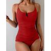 imageB2prity Tankini Swimsuits for Women Tummy Control Ruched Two Piece Bathing Suit V Wire Neck Swim Suit Tie Back SwimwearRed