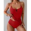 imageB2prity Tankini Swimsuits for Women Tummy Control Ruched Two Piece Bathing Suit V Wire Neck Swim Suit Tie Back SwimwearRed