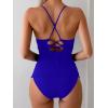 imageB2prity Tankini Swimsuits for Women Tummy Control Ruched Two Piece Bathing Suit V Wire Neck Swim Suit Tie Back SwimwearRoyal Blue