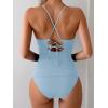 imageB2prity Tankini Swimsuits for Women Tummy Control Ruched Two Piece Bathing Suit V Wire Neck Swim Suit Tie Back SwimwearSky Blue