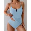 imageB2prity Tankini Swimsuits for Women Tummy Control Ruched Two Piece Bathing Suit V Wire Neck Swim Suit Tie Back SwimwearSky Blue