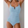 imageB2prity Tankini Swimsuits for Women Tummy Control Ruched Two Piece Bathing Suit V Wire Neck Swim Suit Tie Back SwimwearSky Blue
