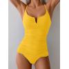 imageB2prity Tankini Swimsuits for Women Tummy Control Ruched Two Piece Bathing Suit V Wire Neck Swim Suit Tie Back SwimwearYellow