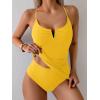 imageB2prity Tankini Swimsuits for Women Tummy Control Ruched Two Piece Bathing Suit V Wire Neck Swim Suit Tie Back SwimwearYellow