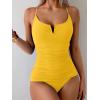 imageB2prity Tankini Swimsuits for Women Tummy Control Ruched Two Piece Bathing Suit V Wire Neck Swim Suit Tie Back SwimwearYellow