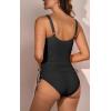 imageB2prity Tummy Control Tankini Swimsuit for Women Ruched Two Piece Bathing Suit Drawstring Swimwear with BottomBlack
