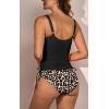 imageB2prity Tummy Control Tankini Swimsuit for Women Ruched Two Piece Bathing Suit Drawstring Swimwear with BottomBlack leopard