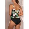 imageB2prity Tummy Control Tankini Swimsuit for Women Ruched Two Piece Bathing Suit Drawstring Swimwear with BottomBlack printed