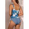 imageB2prity Tummy Control Tankini Swimsuit for Women Ruched Two Piece Bathing Suit Drawstring Swimwear with BottomBlue printed
