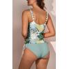 imageB2prity Tummy Control Tankini Swimsuit for Women Ruched Two Piece Bathing Suit Drawstring Swimwear with BottomGreen printed