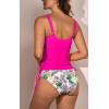imageB2prity Tummy Control Tankini Swimsuit for Women Ruched Two Piece Bathing Suit Drawstring Swimwear with BottomHot Pink printed