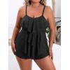 imageB2prity Women Plus Size Tankini Swimsuits Tummy Control Two Piece Bathing Suit Ruffled Flounce Swimwear with ShortsBlack