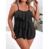 imageB2prity Women Plus Size Tankini Swimsuits Tummy Control Two Piece Bathing Suit Ruffled Flounce Swimwear with ShortsBlack