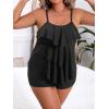 imageB2prity Women Plus Size Tankini Swimsuits Tummy Control Two Piece Bathing Suit Ruffled Flounce Swimwear with ShortsBlack