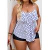 imageB2prity Women Plus Size Tankini Swimsuits Tummy Control Two Piece Bathing Suit Ruffled Flounce Swimwear with ShortsBlack Polka Dots