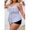 imageB2prity Women Plus Size Tankini Swimsuits Tummy Control Two Piece Bathing Suit Ruffled Flounce Swimwear with ShortsBlack Polka Dots