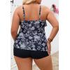 imageB2prity Women Plus Size Tankini Swimsuits Tummy Control Two Piece Bathing Suit Ruffled Flounce Swimwear with ShortsBlack White Floral