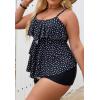 imageB2prity Women Plus Size Tankini Swimsuits Tummy Control Two Piece Bathing Suit Ruffled Flounce Swimwear with ShortsBlack White Spot