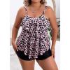 imageB2prity Women Plus Size Tankini Swimsuits Tummy Control Two Piece Bathing Suit Ruffled Flounce Swimwear with ShortsBlack pink white