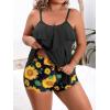 imageB2prity Women Plus Size Tankini Swimsuits Tummy Control Two Piece Bathing Suit Ruffled Flounce Swimwear with ShortsBlacksunflower