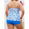 imageB2prity Women Plus Size Tankini Swimsuits Tummy Control Two Piece Bathing Suit Ruffled Flounce Swimwear with ShortsBlue White Floral
