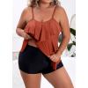 imageB2prity Women Plus Size Tankini Swimsuits Tummy Control Two Piece Bathing Suit Ruffled Flounce Swimwear with ShortsBrickred