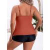 imageB2prity Women Plus Size Tankini Swimsuits Tummy Control Two Piece Bathing Suit Ruffled Flounce Swimwear with ShortsBrickred