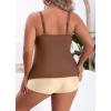 imageB2prity Women Plus Size Tankini Swimsuits Tummy Control Two Piece Bathing Suit Ruffled Flounce Swimwear with ShortsBrown  Beige