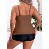 imageB2prity Women Plus Size Tankini Swimsuits Tummy Control Two Piece Bathing Suit Ruffled Flounce Swimwear with ShortsBrown  Black