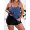 imageB2prity Women Plus Size Tankini Swimsuits Tummy Control Two Piece Bathing Suit Ruffled Flounce Swimwear with ShortsDark Slate Blue