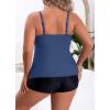 imageB2prity Women Plus Size Tankini Swimsuits Tummy Control Two Piece Bathing Suit Ruffled Flounce Swimwear with ShortsDark Slate Blue