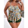 imageB2prity Women Plus Size Tankini Swimsuits Tummy Control Two Piece Bathing Suit Ruffled Flounce Swimwear with ShortsFlowers