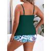 imageB2prity Women Plus Size Tankini Swimsuits Tummy Control Two Piece Bathing Suit Ruffled Flounce Swimwear with ShortsGeometric Print