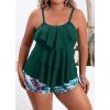 imageB2prity Women Plus Size Tankini Swimsuits Tummy Control Two Piece Bathing Suit Ruffled Flounce Swimwear with ShortsGeometric Print