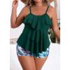 imageB2prity Women Plus Size Tankini Swimsuits Tummy Control Two Piece Bathing Suit Ruffled Flounce Swimwear with ShortsGeometric Print