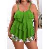 imageB2prity Women Plus Size Tankini Swimsuits Tummy Control Two Piece Bathing Suit Ruffled Flounce Swimwear with ShortsGrass Green