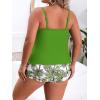 imageB2prity Women Plus Size Tankini Swimsuits Tummy Control Two Piece Bathing Suit Ruffled Flounce Swimwear with ShortsGrass Green