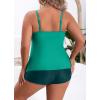imageB2prity Women Plus Size Tankini Swimsuits Tummy Control Two Piece Bathing Suit Ruffled Flounce Swimwear with ShortsGreen  Dark Green