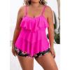 imageB2prity Women Plus Size Tankini Swimsuits Tummy Control Two Piece Bathing Suit Ruffled Flounce Swimwear with ShortsHot Pink