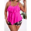 imageB2prity Women Plus Size Tankini Swimsuits Tummy Control Two Piece Bathing Suit Ruffled Flounce Swimwear with ShortsHot Pink