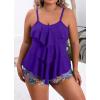 imageB2prity Women Plus Size Tankini Swimsuits Tummy Control Two Piece Bathing Suit Ruffled Flounce Swimwear with ShortsLavender Purple